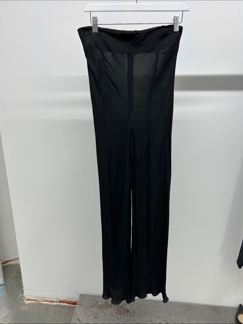 Donna Karan Black Sheer Wide-Leg Jumpsuit